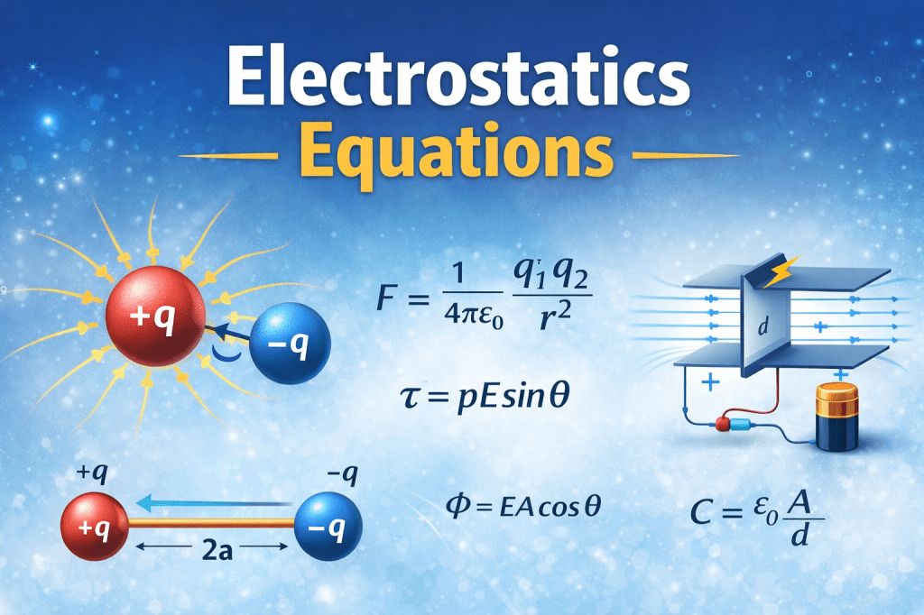 Class 12,Unit 1 Electrostatics Equations Part&nbsp;2